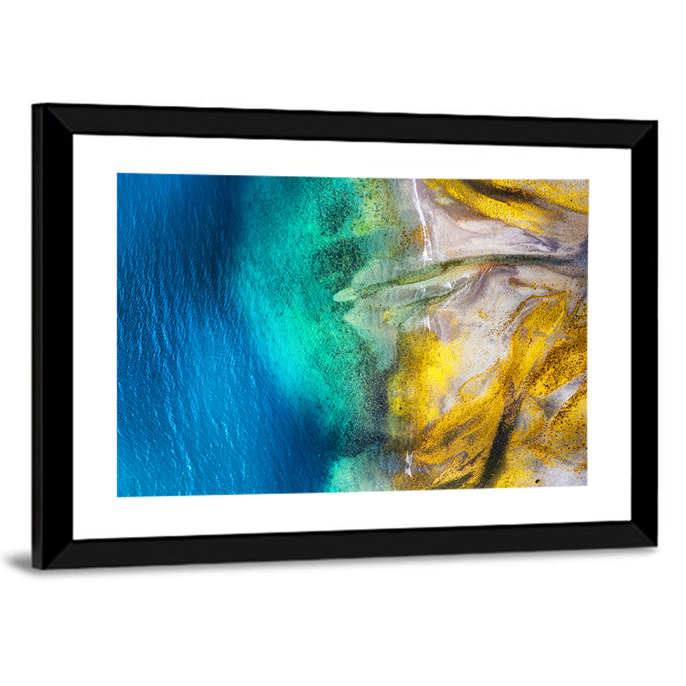 Beach & Sea From Air In  Iceland Wall Art