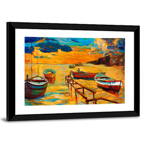 Sunset Over Ocean Artwork Wall Art