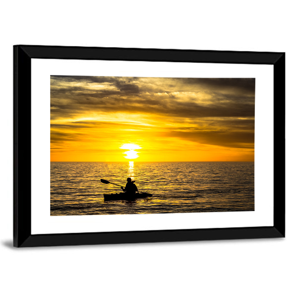 Kayaker at Golden Sunset Wall Art