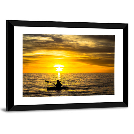Kayaker at Golden Sunset Wall Art