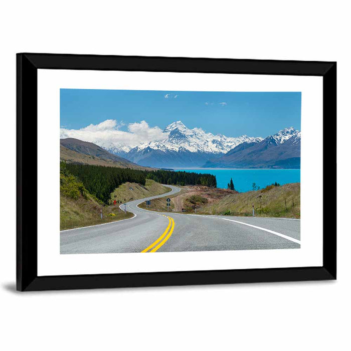 Road to Aoraki Mount Cook Wall Art as a framed print