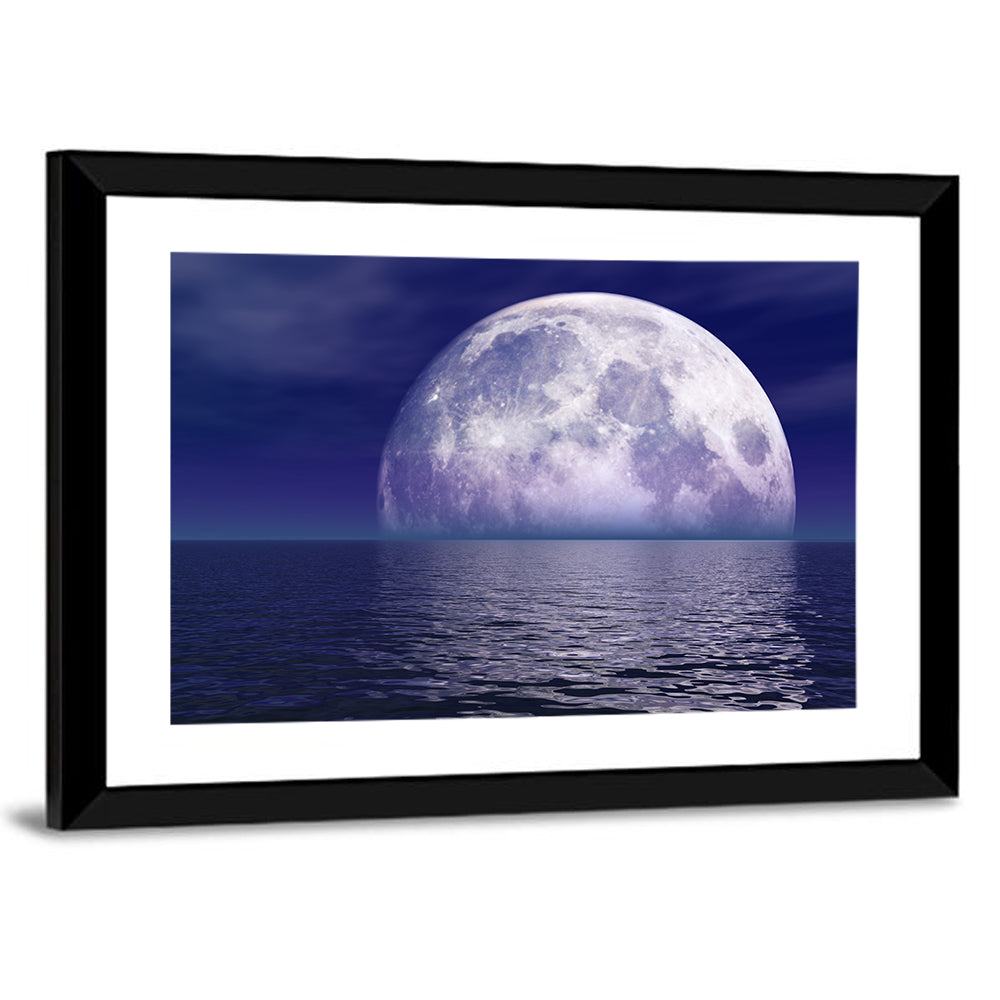 Full Moon Touching Water Wall Art