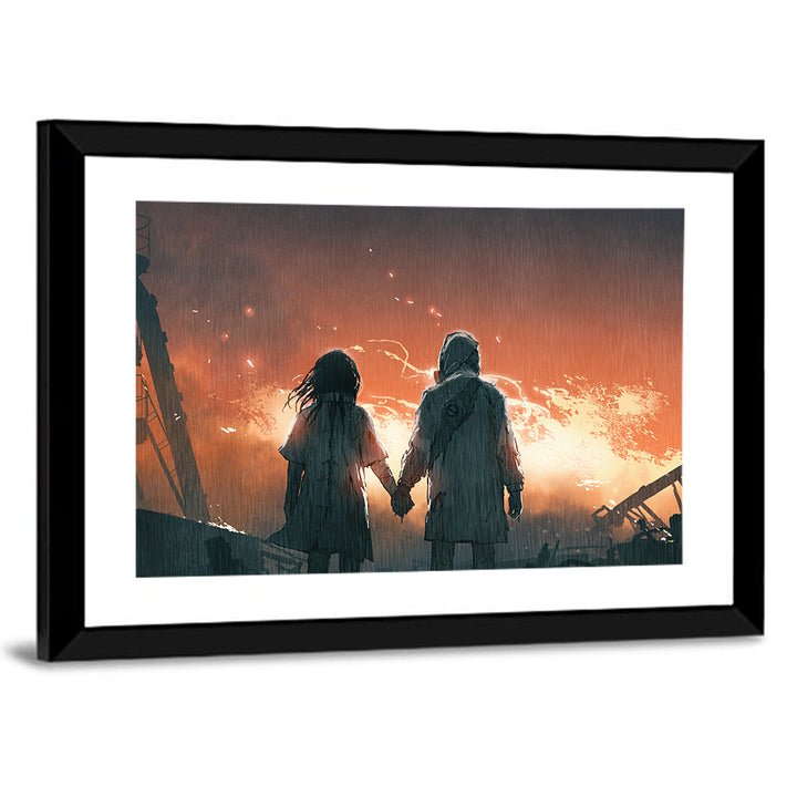 Lovers Before the Flames Wall Art