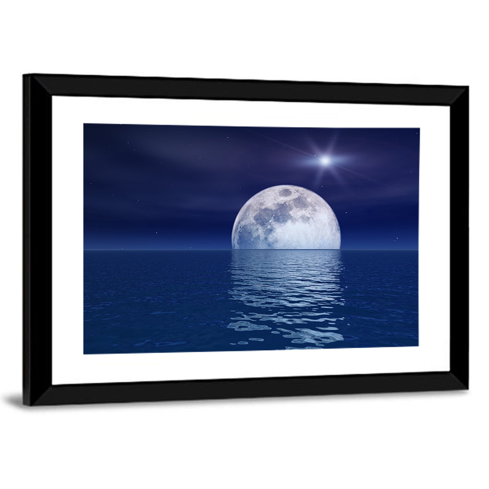 Quasar Star Over Moonlit Sea Wall Art