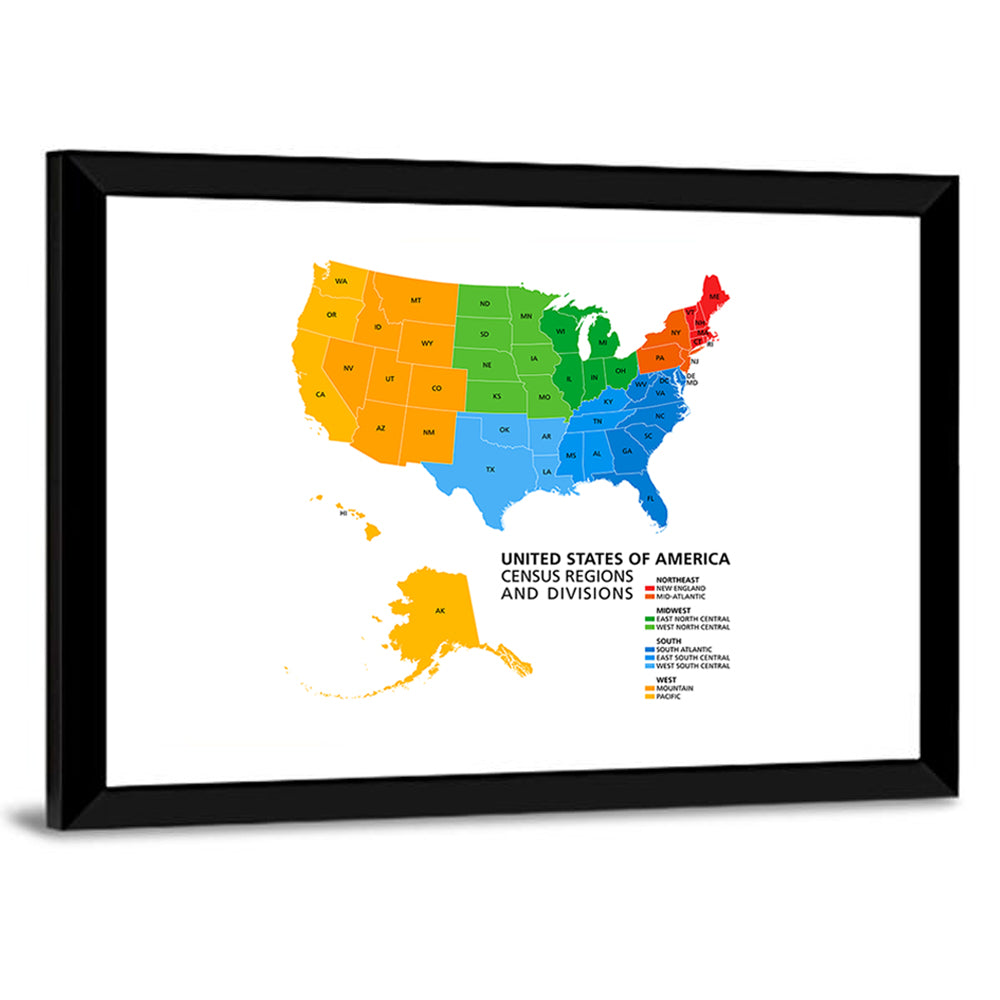 United States Political Map Wall Art