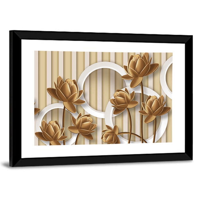 Layered Lotus and Geometric Circles Wall Art as a framed print