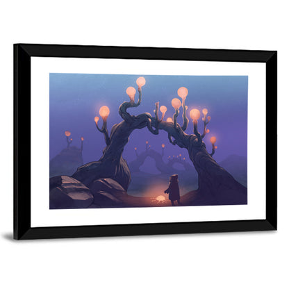 Glowing Archway in Surreal Forest Wall Art