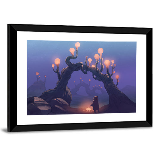 Glowing Archway in Surreal Forest Wall Art
