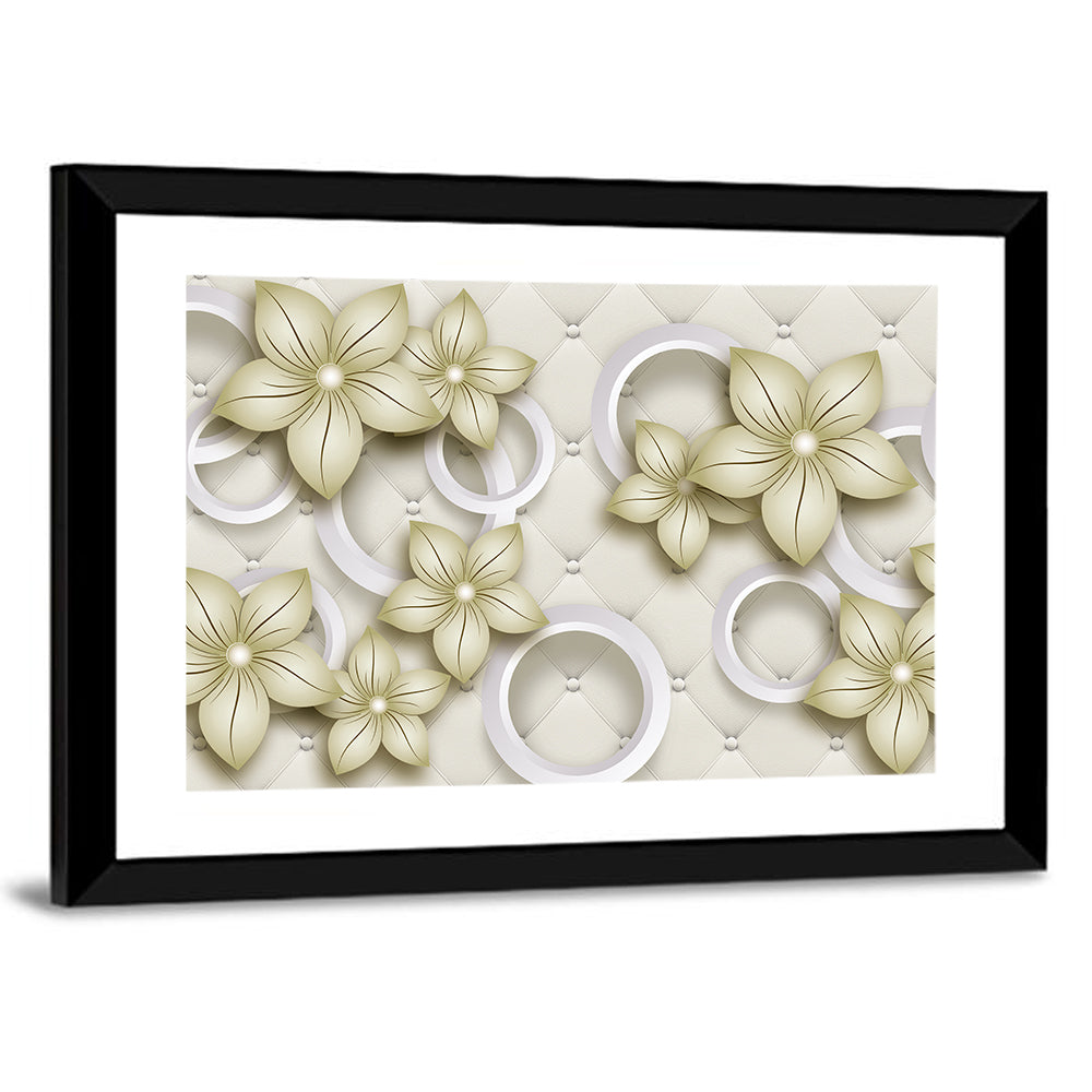 Cream Tufted Floral Rings Wall Art