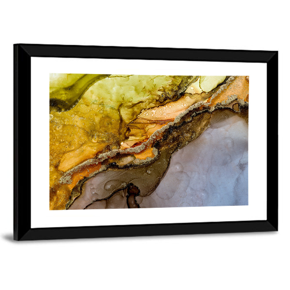 Glittering Vein Alcohol Ink Abstract Wall Art