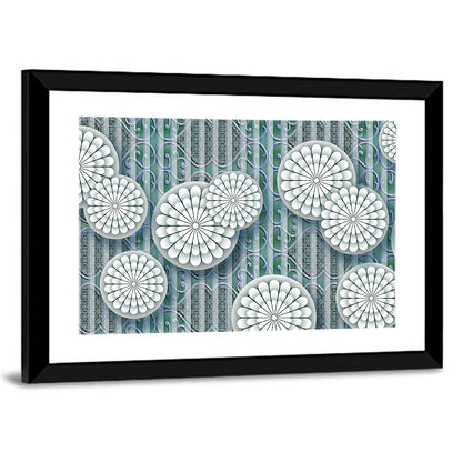 Blue Floral Scrollwork Pattern Wall Art
