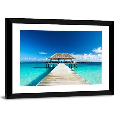 Beach With Jetty At Maldives Wall Art