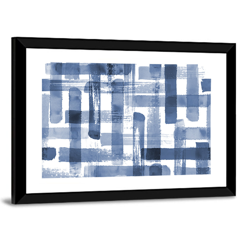 Indigo Brushstrokes Grid Wall Art