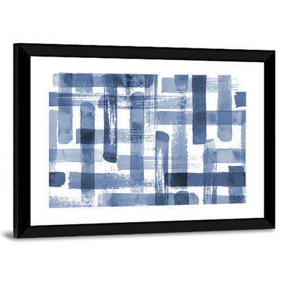 Indigo Brushstrokes Grid Wall Art