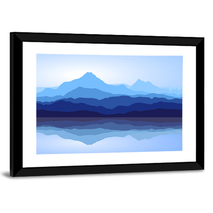 Blue Mountains Reflection Wall Art as a framed print