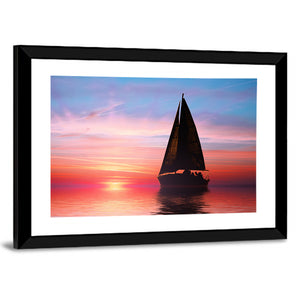 Sailing At Sunset On The Ocean Wall Art