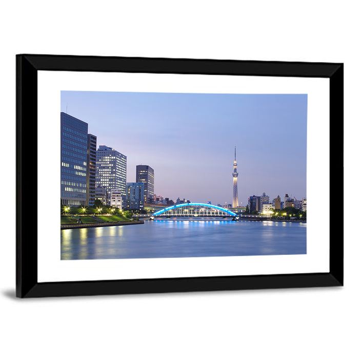 Tokyo Skyline at Dusk Wall Art as a framed print