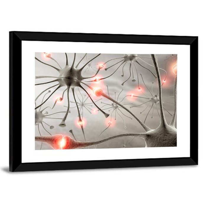 Hardwired Neurons with Glowing Synapses Wall Art as a framed print