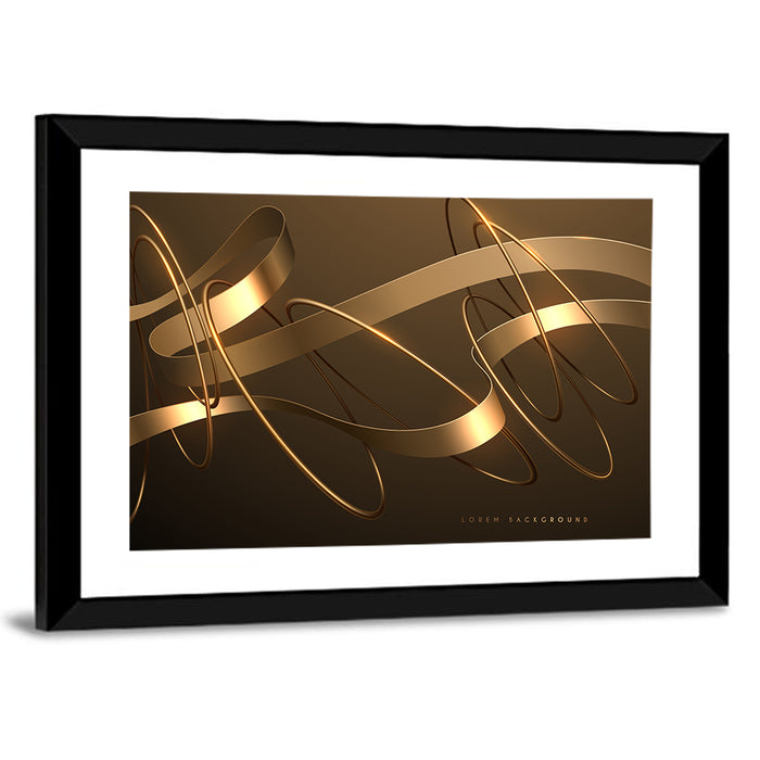 Gold Ribbons and Rings Wall Art as a framed print