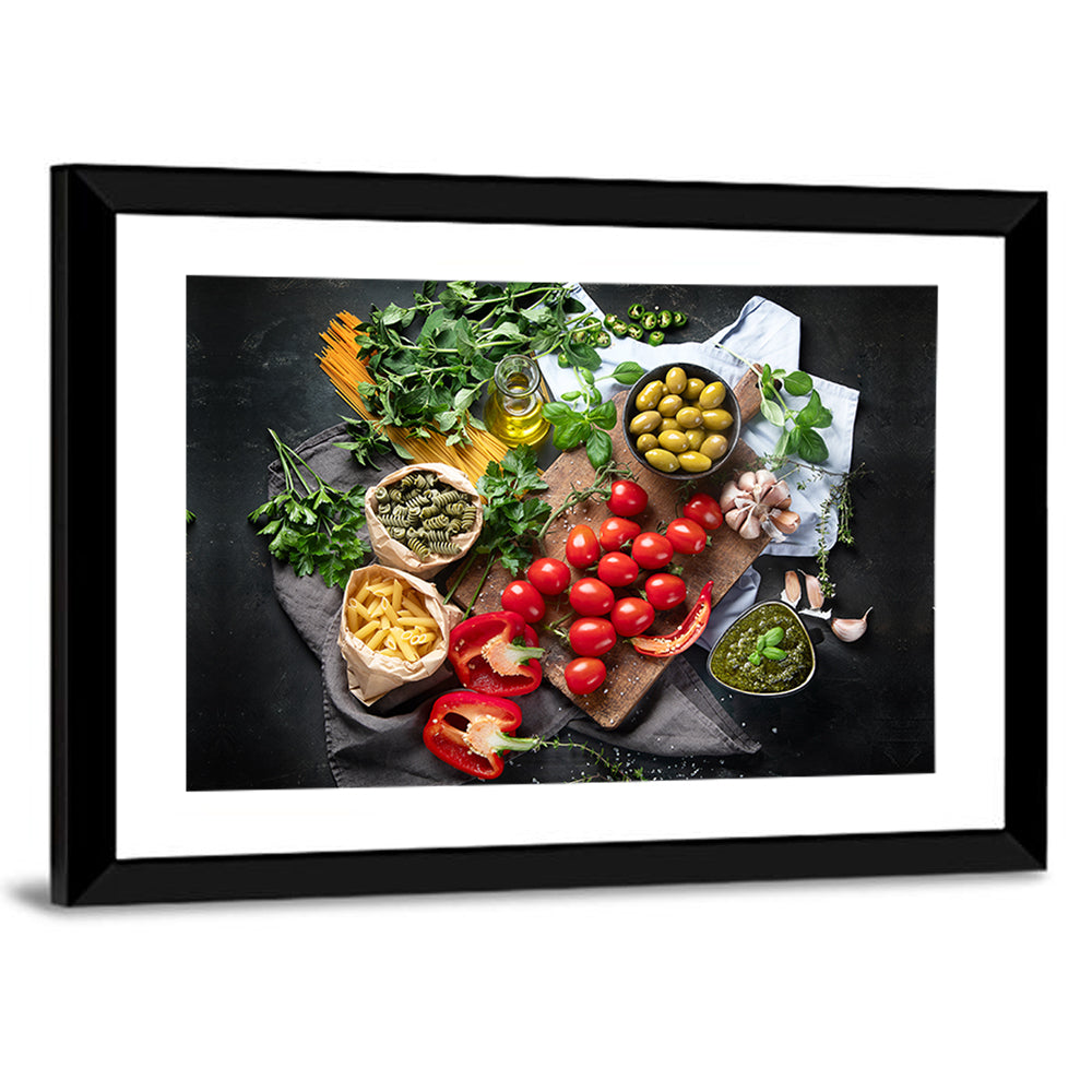 Italian Ingredients Flat Lay Wall Art