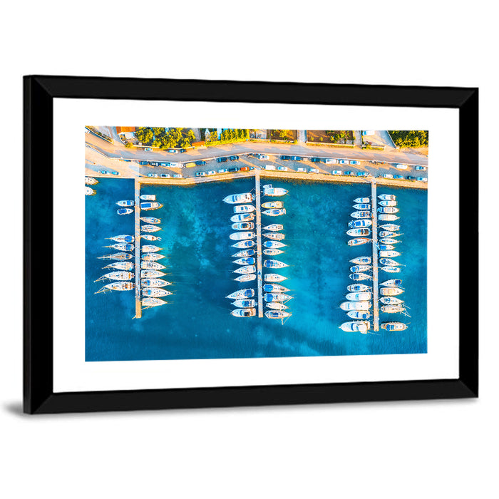 Aerial Marina in Croatia Wall Art as a framed print