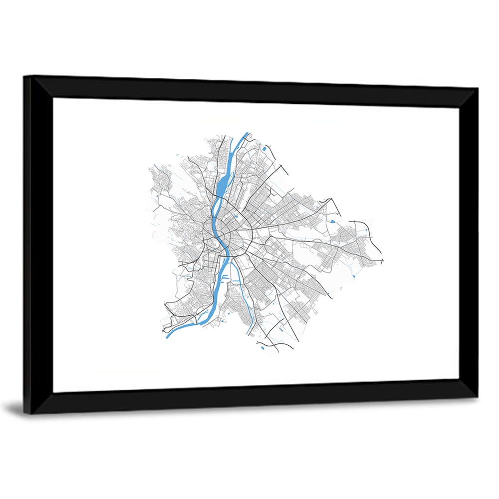 Budapest City Map Wall Art
