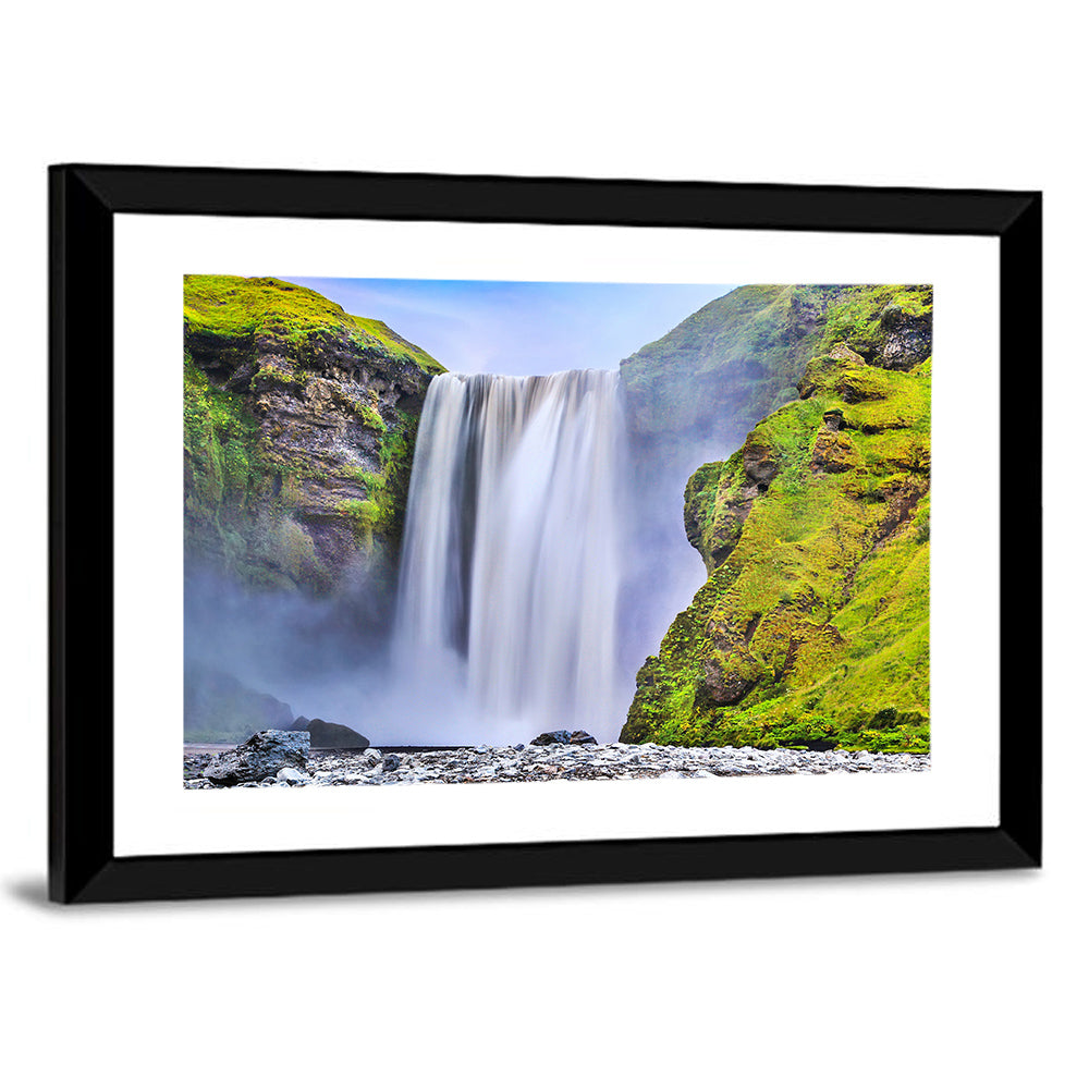 Mossy Skógafoss Waterfall Wall Art