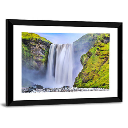 Mossy Skógafoss Waterfall Wall Art