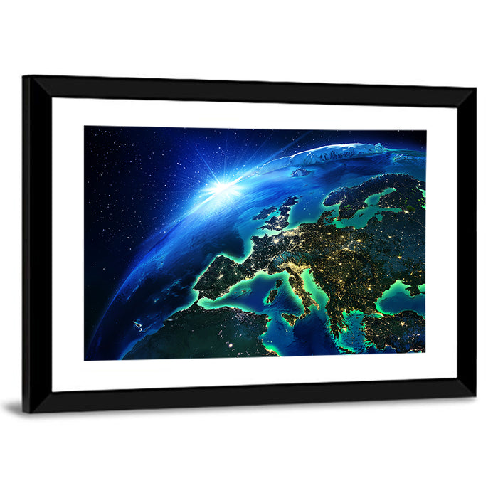 Europe at Night Wall Art as a framed print