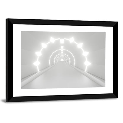 3D White Light Tunnel Abstract Wall Art