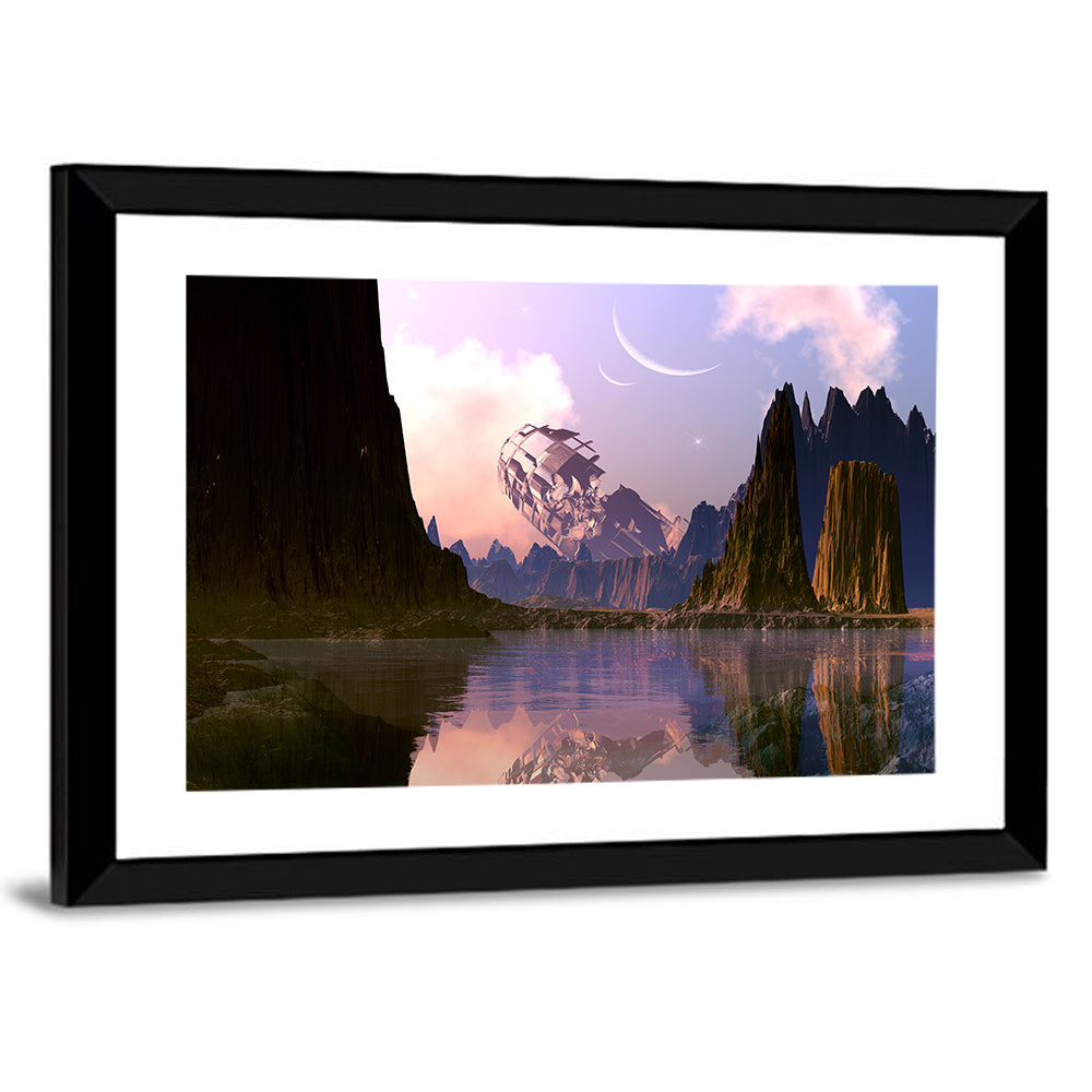 Crashed Spaceship on Alien Planet Wall Art