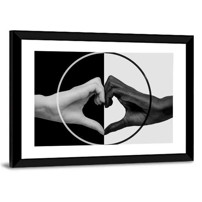 Hands Forming Heart Circle Wall Art as a framed print