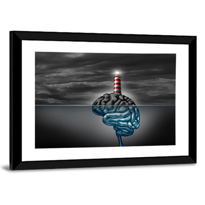 Surreal Brain Lighthouse Wall Art