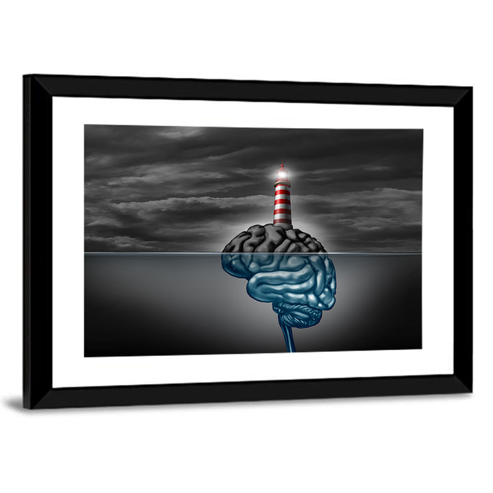 Surreal Brain Lighthouse Wall Art