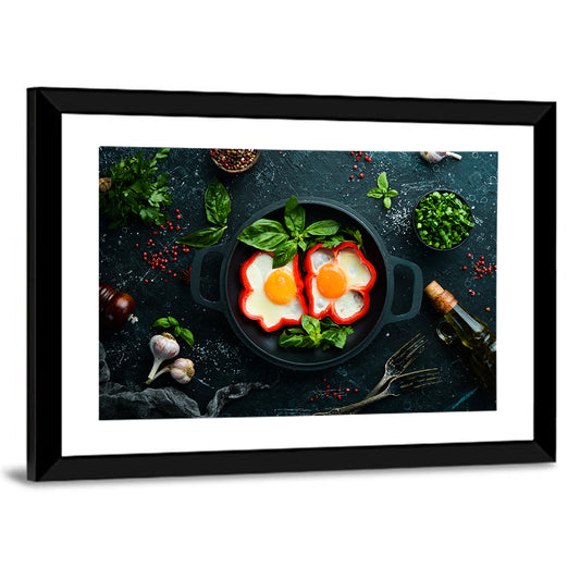 Cast Iron Fried Eggs with Sweet Pepper Wall Art
