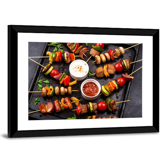 Grilled Meat and Vegetable Kebabs Wall Art