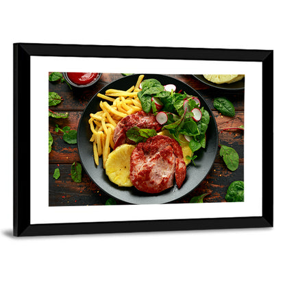 Gammon Steak with Fries and Pineapple Wall Art