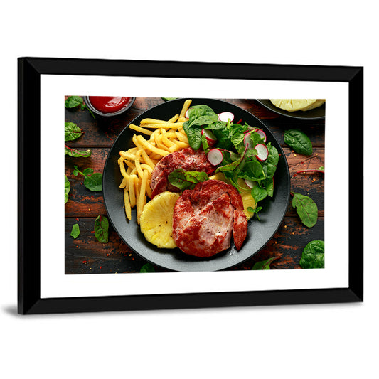 Gammon Steak with Fries and Pineapple Wall Art