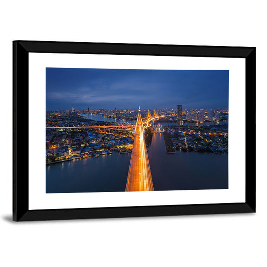 Bhumibol Bridge And Chao Phraya River Thailand Wall Art
