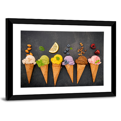 Six Ice Cream Cone Flavors Wall Art