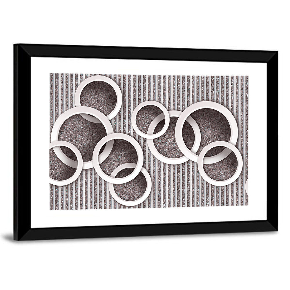 Layered White Circles Wall Art