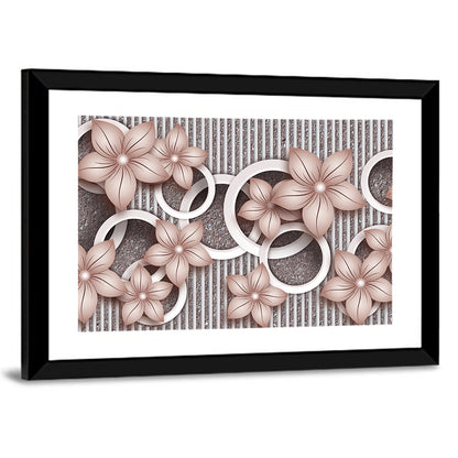 3d Floral Rings in Pink and Gray Wall Art