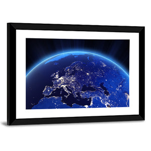 Europe City Lights At Night Wall Art