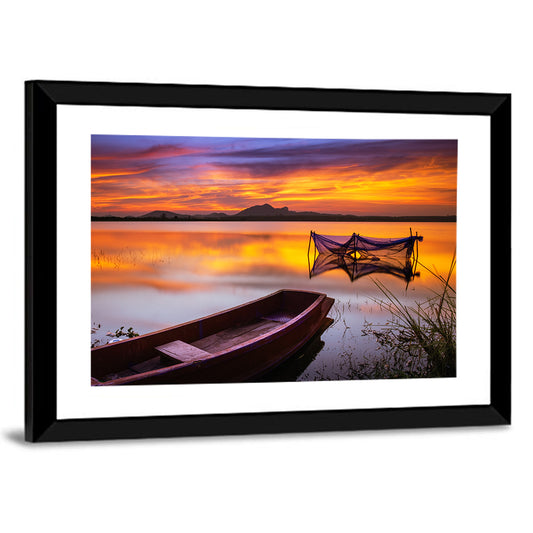 Boat Tide At The Lake Near The Net Wall Art