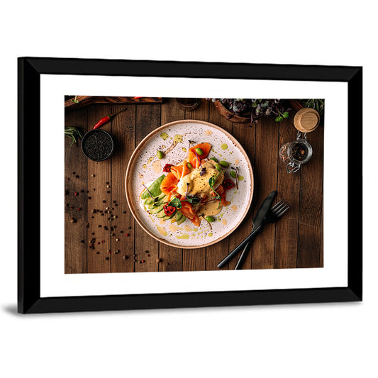 European Breakfast With Bruschetta Salmon Avocado And Cheese Wall Art