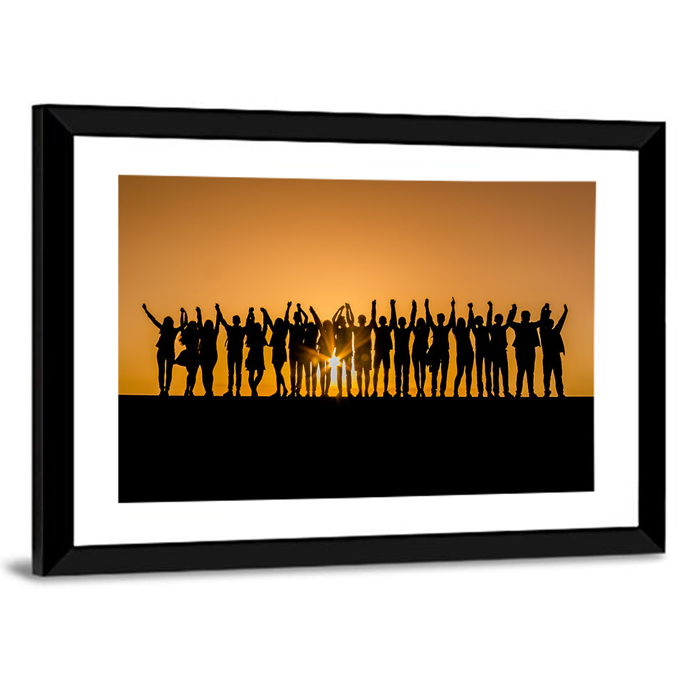 Children Silhouettes at Golden Hour Wall Art