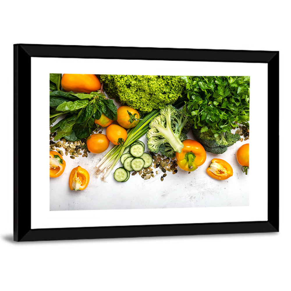 Fresh Vegetable Flat Lay Wall Art
