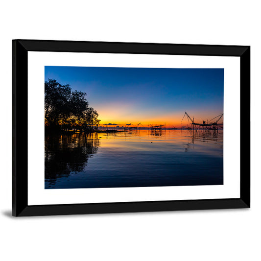Thai Fishing Nets at Sunrise Wall Art