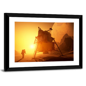 Astronaut & Moonwalker On Planet Wall Art