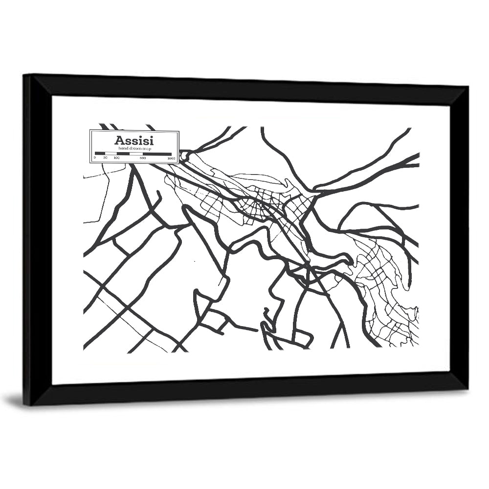 Assisi City Grid Map Wall Art